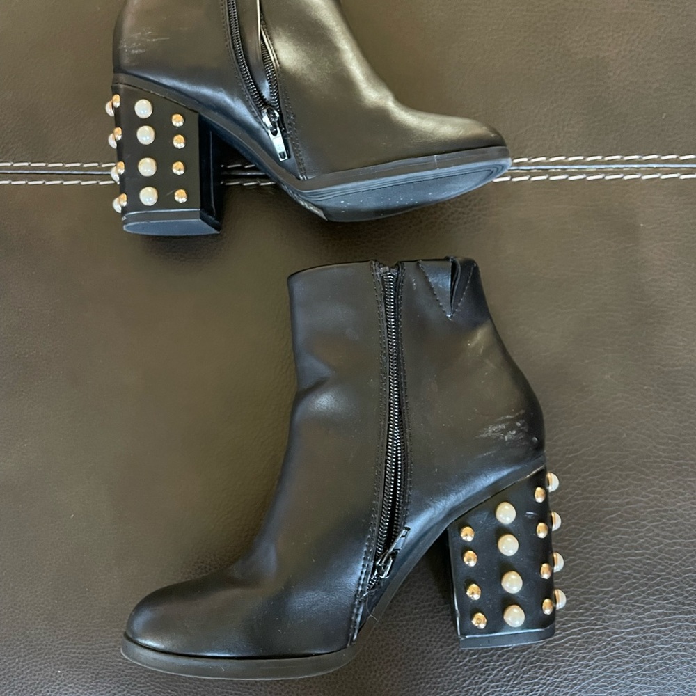 Embellished Black Booties